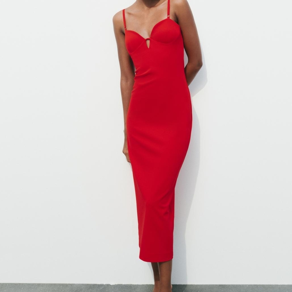 Zara Chic Red Midi Dress